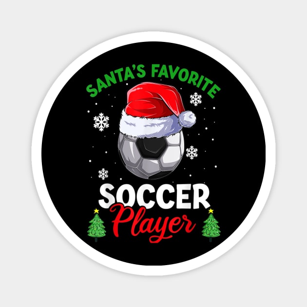 Santa's Favorite Soccer Player Christmas Pajamas Soccer Lovers Magnet by PlumleelaurineArt